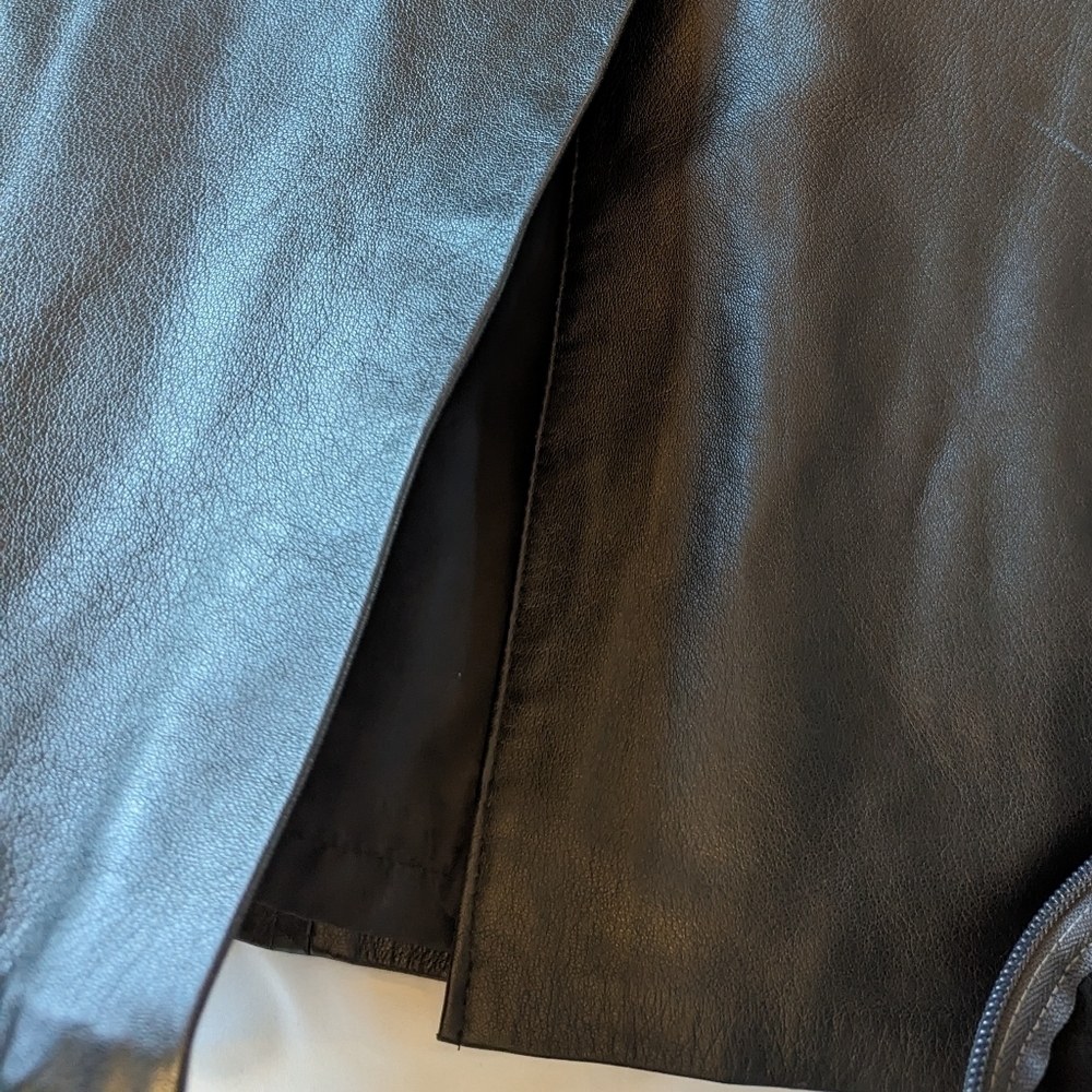 Vintage Friitala Black Leather Pencil Midi Maxi Lined Skirt Size 8 - Picture 5 of 13